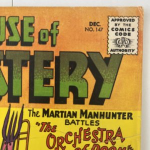 House of Mystery 147   Martian Manhunter vs the Orchestra of Doom  VF+  1964 DC