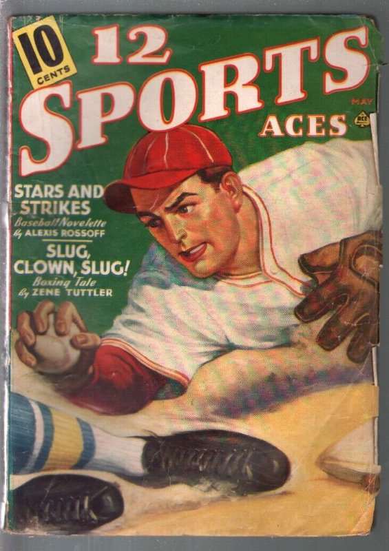 12 Sports Aces  5/1940-pulp fiction-baseball-golf-tennis-VG