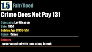 Crime Does Not Pay 131 (1954) FR/GD Golden Age Lev Gleason comic