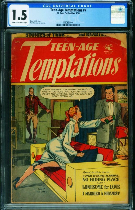 Teen-Age Temptations #7 CGC 1.5 1954- Matt Baker art- Golden Age 2050850001