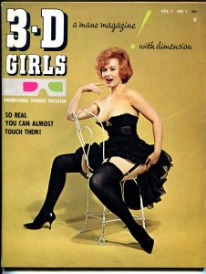 MAG: 3-D Girls #1 1965-1st issue-unused 3-D glasses included-pin-up girls-FN+