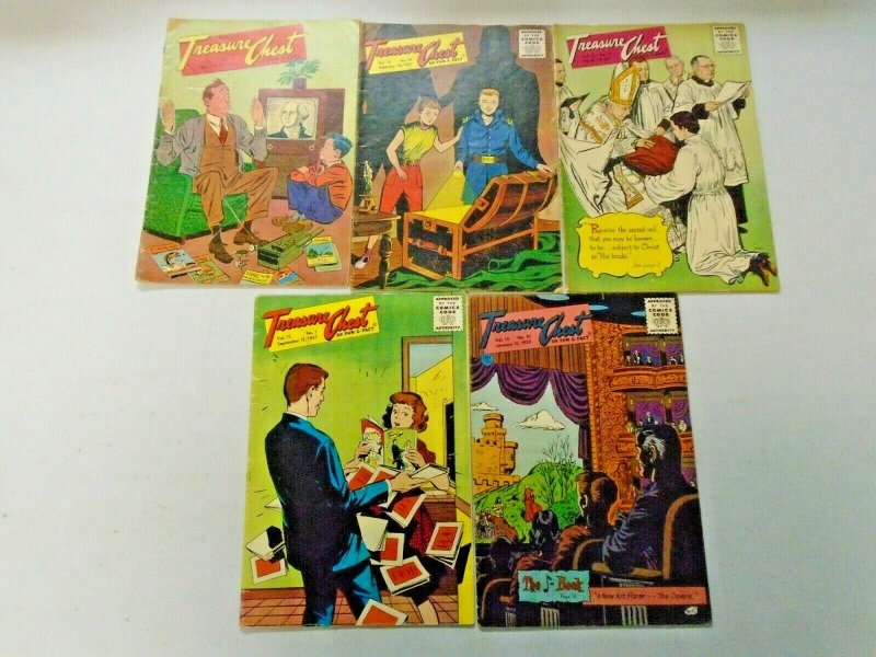 Golden Age Treasure Chest Comic Lot 5 Different Average 4.0 VG (1957-1959)