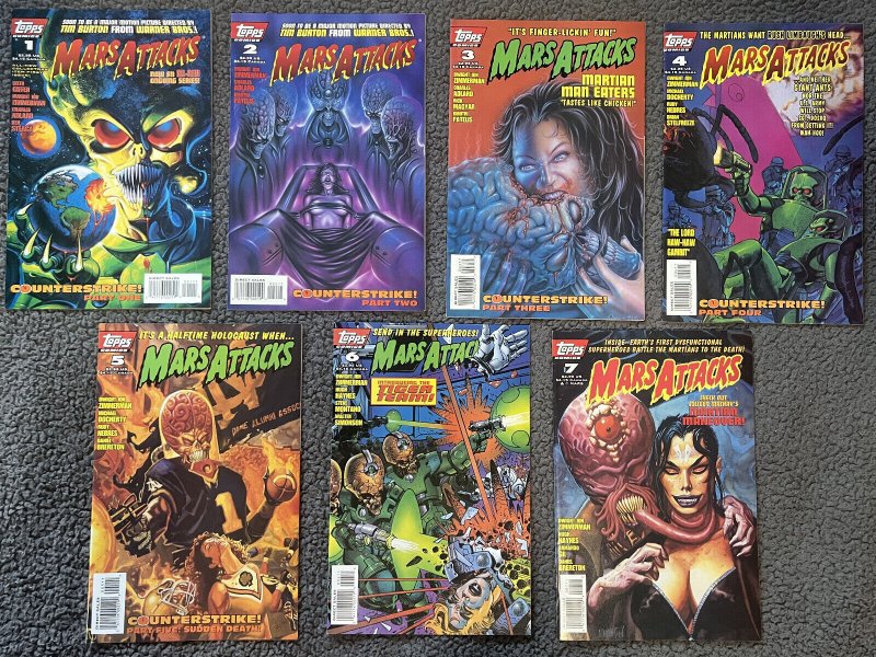 Mars Attacks LOT 1-7 - Charlie Adlard, Dimitri Patelis & Other Artists. 1995/96