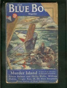 BLUE BOOK PULP-4/1934-PLANE CRASH COVER-DARKTOWN STORY! FR