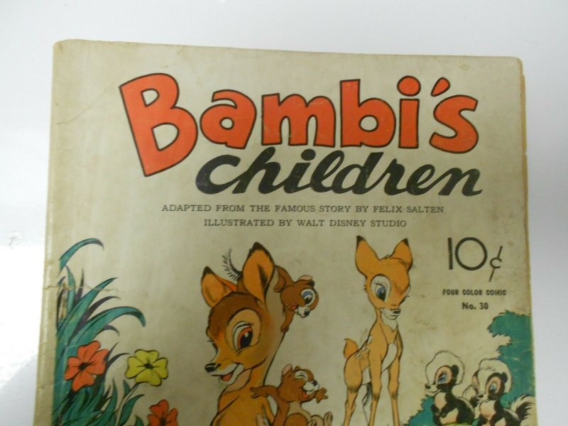 1943 DELL Walt Disney BAMBI Children (FOUR-COLOR) #30 VG-