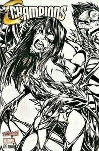 ??~Marvel~CHAMPIONS #1~NYCComiCon Exclusive~B&W HUMBERTO RAMOS Variant~??