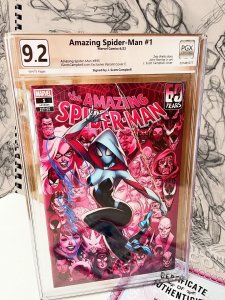 Spider-Man 1 HTF~SCARCE KEY VARIANT Signed COA Campbell CGC 9.2 Miles Gwen Peter