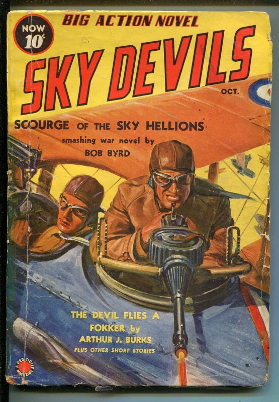 SKY DEVILS 10/1938-RED CIRCLE-TIMELY-PULP-3RD ISSUE-BOB BYRD-KA-ZAR-good/vg