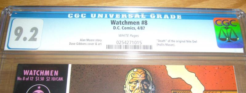 Watchmen #8 CGC 9.2 alan moore - dave gibbons - death of nite owl 1987 dc comics