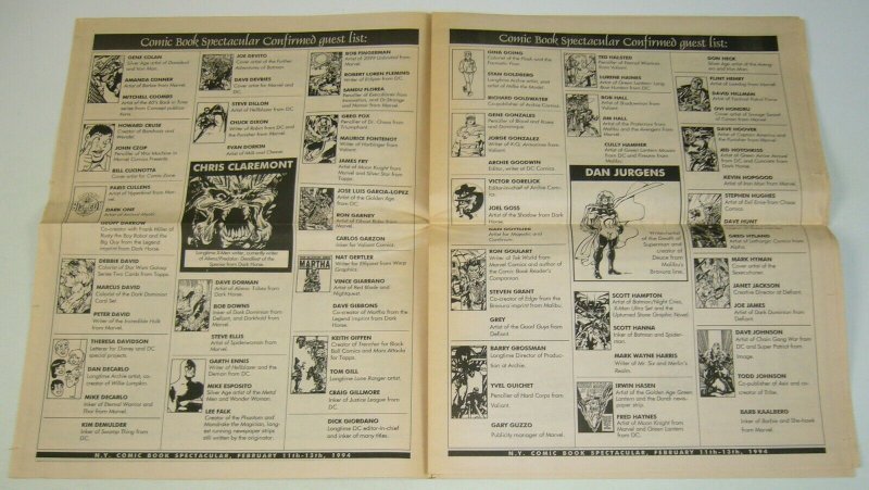 New York Comic Book Spectacular 1994 Newspaper - spider-man - program guide 