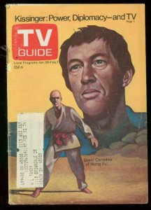 TV Guide January 26 1974- Central Ohio Edition- David Carradine Kung Fu