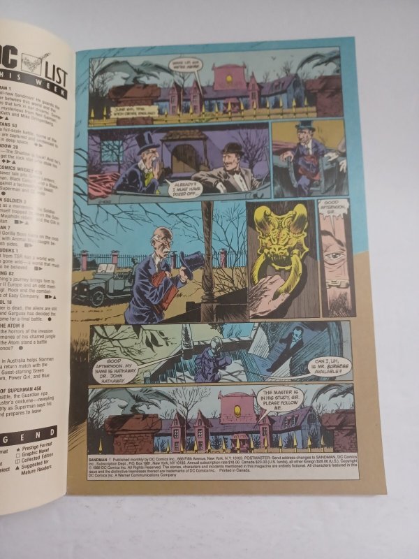 Sandman #1 - 1st Morpheus - Gaiman - Vertigo - 1989 - VF/NM