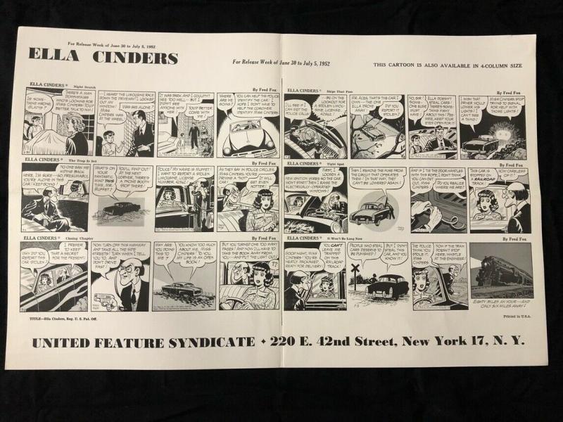 Ella Cinders Newspaper Comic Dailies Proof Sheet 6/30/1952