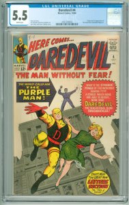 Daredevil #4 (1964) CGC 5.5! White Pages! 1st Appearance of the Purple Man!