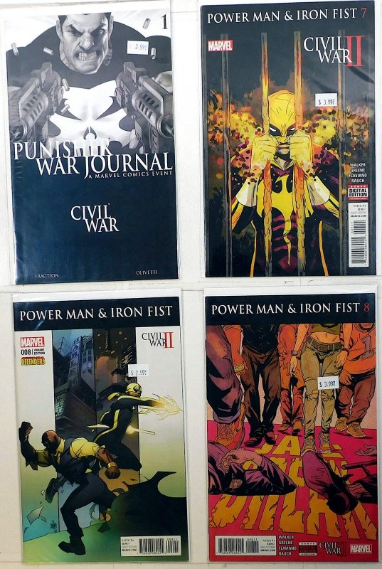 Mixed Lot 4 #Punisher Journal 1, Power Man Iron Fist 7, 8, 8 B Marvel Comics