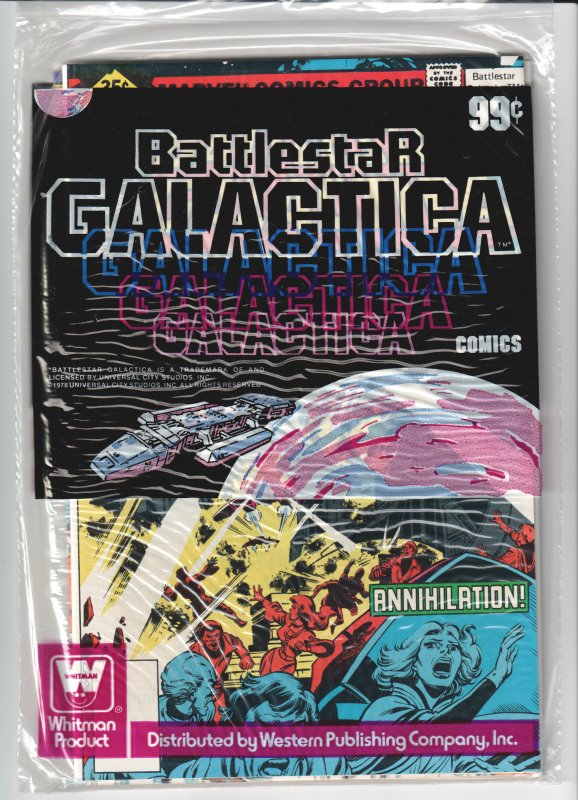 Battlestar Galactica Sealed Whitman pre-pack #1, 2, 3 high grade!