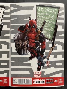 UNCANNY AVENGERS #1 (2012) DEADPOOL Call Me Maybe REG + SKETCH SET PROSHIPPER