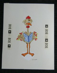 IT'S YOUR BIRTHDAY Cartoon Turkey w/ Menu 7x9 Greeting Card Art #B8916