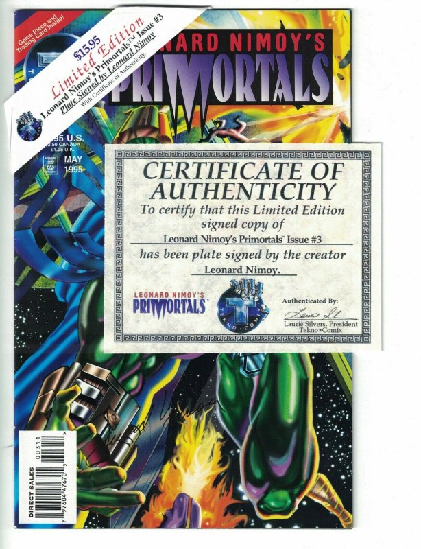 Primortals #3 VF plate signed by Leonard Nimoy - limited w/COA - Tekno Comix