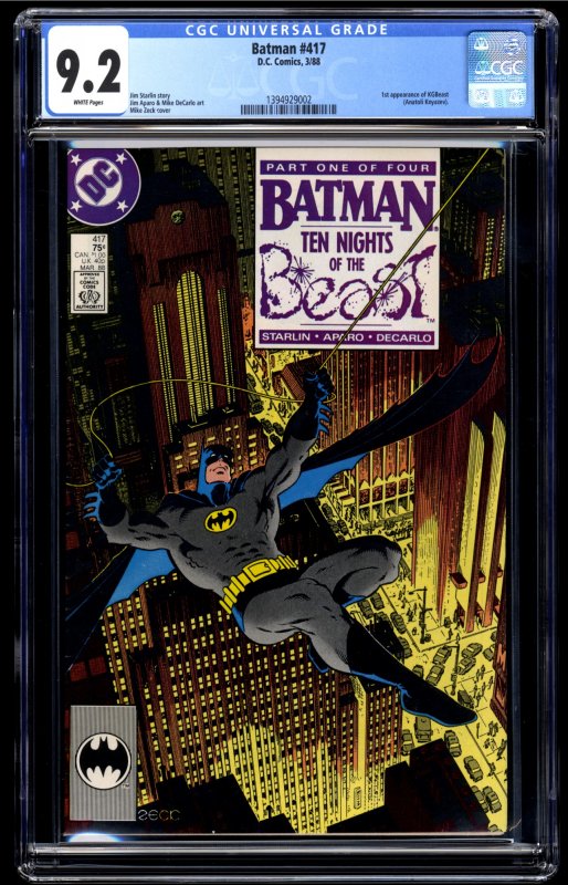 Batman #417 CGC NM- 9.2 White Pages