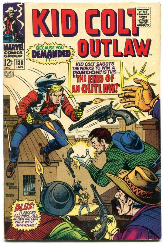 Kid Colt Outlaw #138 1968- Marvel Silver Age- End of an Outlaw FN
