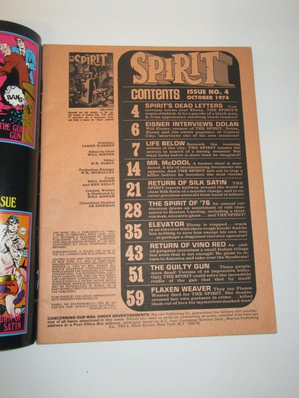 The Spirit #4 October 1974 Warren Magazine FN/VF