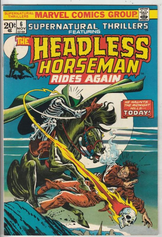 Supernatural Thrillers #6 (Nov-73) NM- High-Grade Headless Horseman