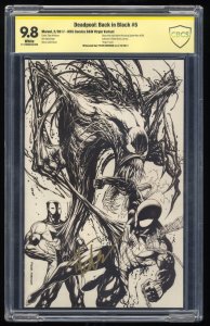 Deadpool: Back in Black #5 CBCS NM/M 9.8 Signed Kirkham KRS Comics B&W Virgin