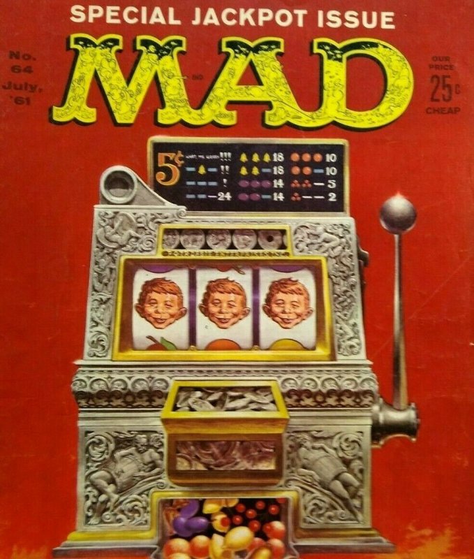 MAD Magazine July 1961 No 64 Jackpot Slot Machine Cover Sneaky Candid Camera