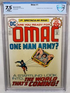 OMAC #1 CBCS 7.5+ White Pages 1st App Origin OMAC Jack Kirby DC Comics
