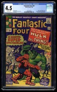 Fantastic Four #25 CGC VG+ 4.5 Off White Hulk Vs. Thing Battle!