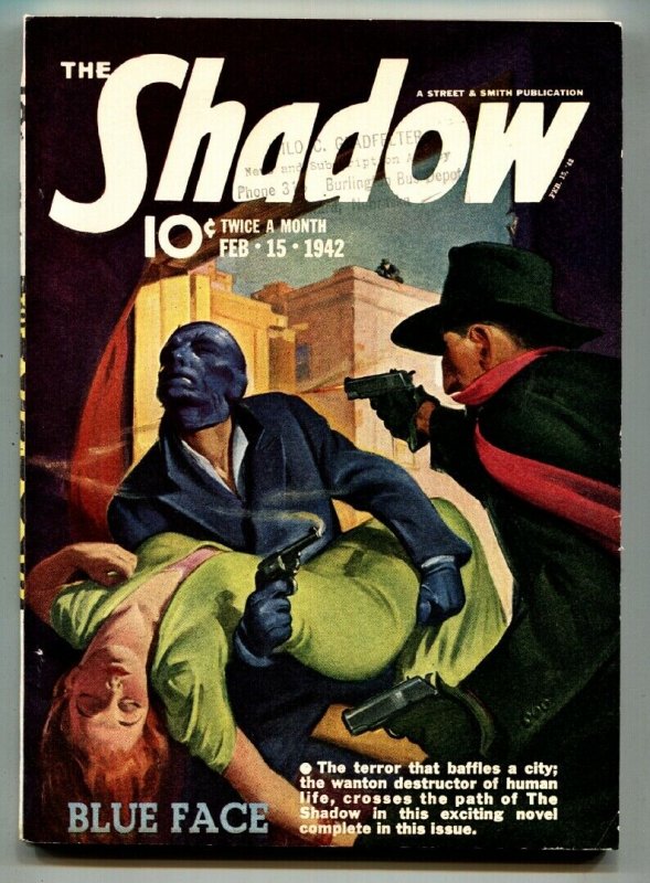 SHADOW 1942 FEB 15-high grade- STREET AND SMITH-RARE PULP vf