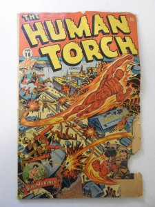 The Human Torch #16 (1944) PR Condition hole through book impacts story
