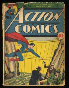 Action Comics #34 GD- 1.8 Early Superman 1941!