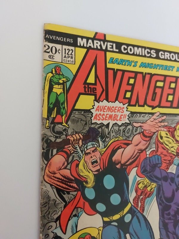 Avengers 122 Romita cover Zodiac Marvel Value Stamp missing VG-