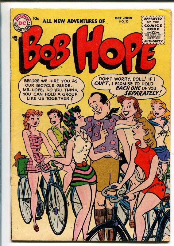 ADVENTURES OF BOB HOPE #35 1955-DC-BABES ON BIKES COVER-vg