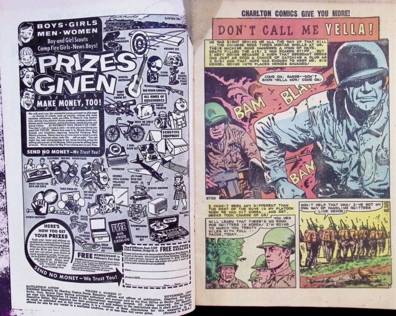 BATTLEFIELD ACTION Comic Issue 27 — Sam Glanzman Art — 1959 Charlton Comics Good