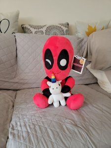 MARVEL DEADPOOL RIDING A UNICORN HUGME VIBRATING PLUSH