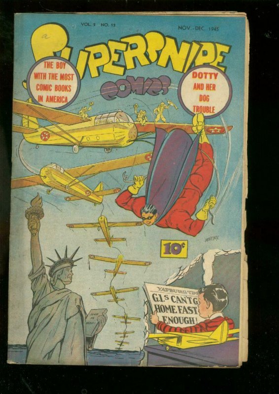 SUPERSNIPE-V.2 #12 1945-STREET & SMITH-STATUE O LIBERTY G-