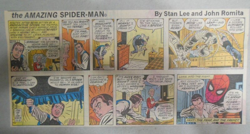 Spiderman Sunday by Stan Lee & John Romita from 10/9/1977 Size: 7.5 x 15 inches