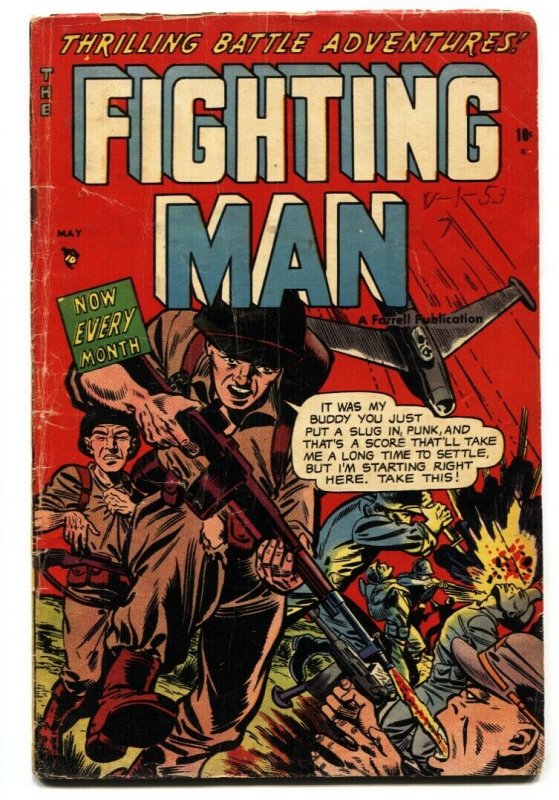 Fighting Man #7 AMERICAN SOLDIER SHOT ON COVER! Golden-Age comic