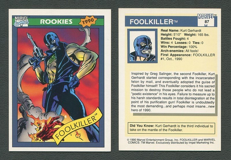 1990 Marvel Comics Card  #87 (Foolkiller) / NM