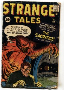 Strange Tales #91 comic book  1961- Pre hero Marvel- Ditko- Kirby- fr/g