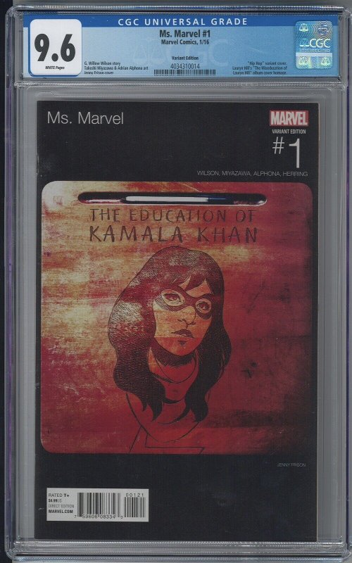 Ms. Marvel #1: CGC 9.6 Hip Hop Variant Homage to Lauryn Hill - 2016