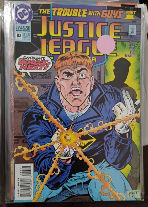 JUSTICE LEAGUE AMERICA  # 83 1993 DC COMICS   2 GUY GARDINERS ?