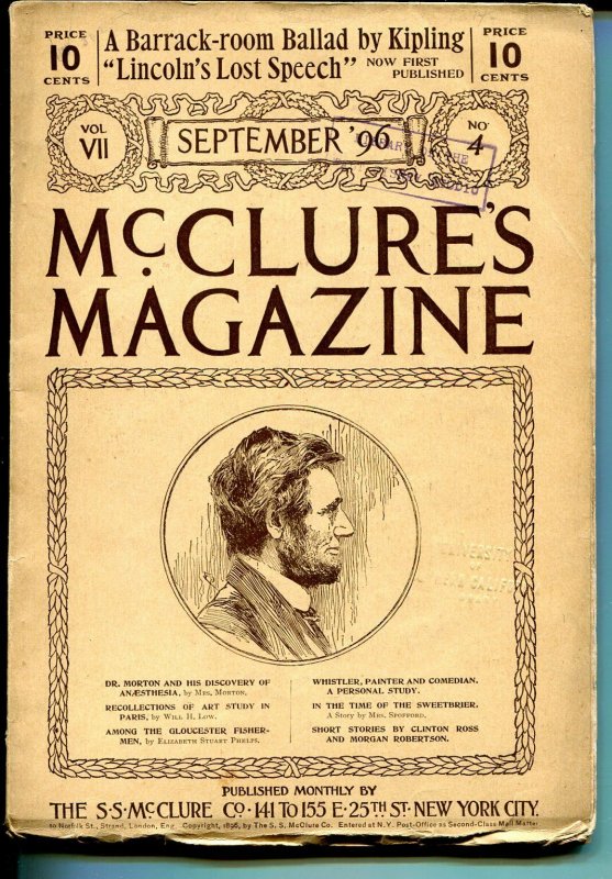 McClures  Magazine 9/1896-pulp forerunner-Abe Lincoln-uniqueads-FN