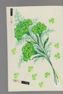 GREEN FLOWERS & CLOVER 4.5x6 #7813 St Patrick's Day Greeting Card Art