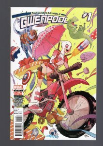 Gwenpool #1 - Gurihiru Cover Art. Christopher Hastings Story. (9.0/9.2) 2016