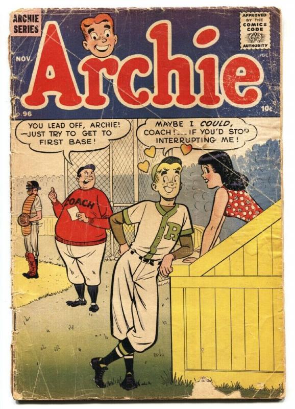 Archie #96 1958-MLJ-Betty-Veronica Baseball cover 