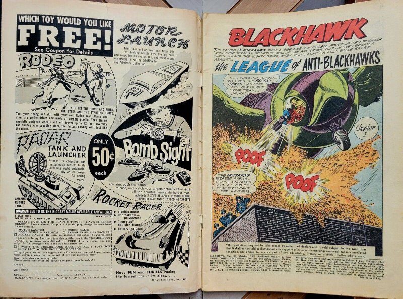 BLACKHAWK #165 VG (DC 1961) OWL Anti-Blackhawk League DICK DILLIN 10-cent Cover